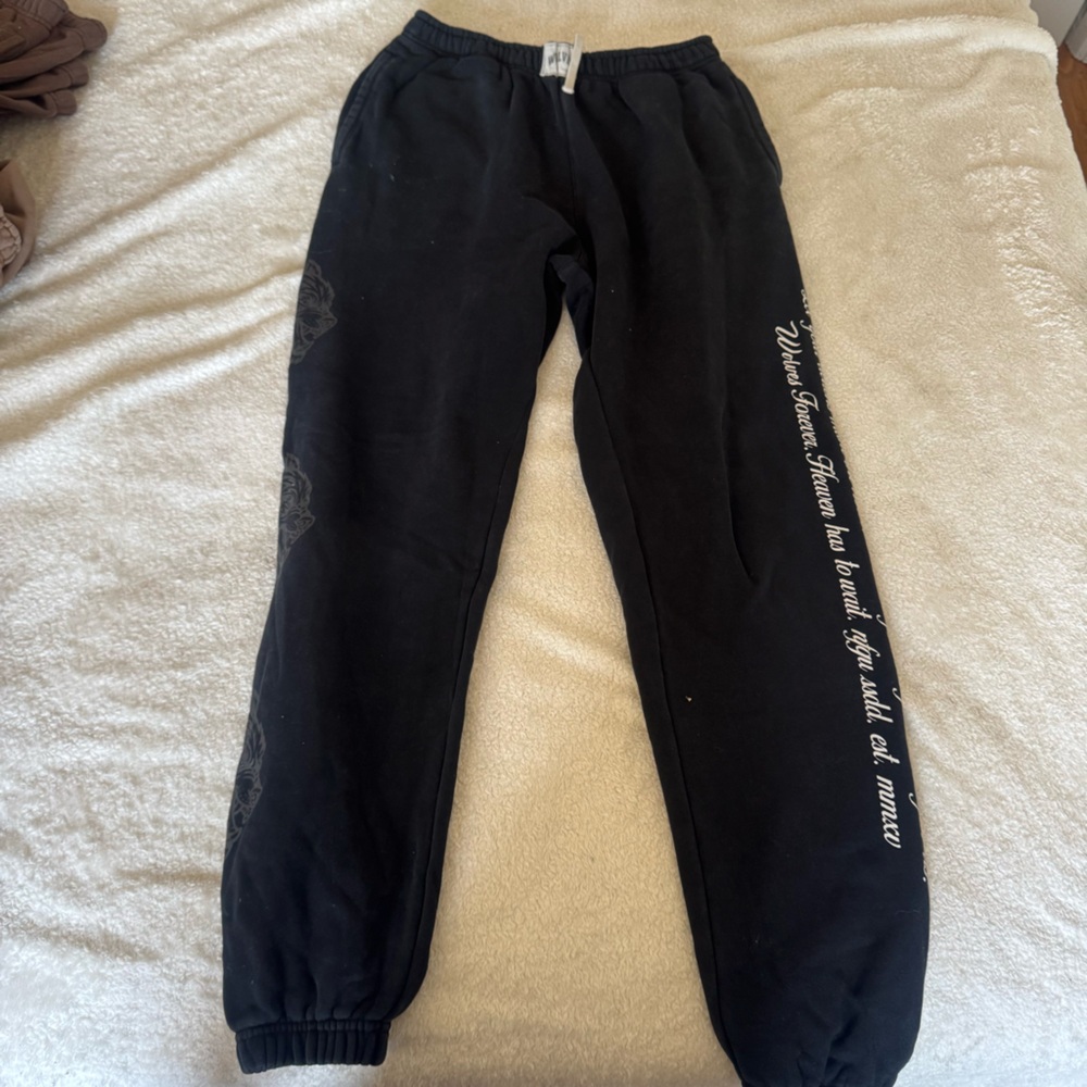 Black Sweatpants with White Script
